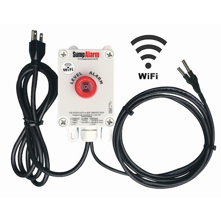 In/Outdoor Pump/High Water Alarm,120V,30' Probes,Power Light,WiFi
